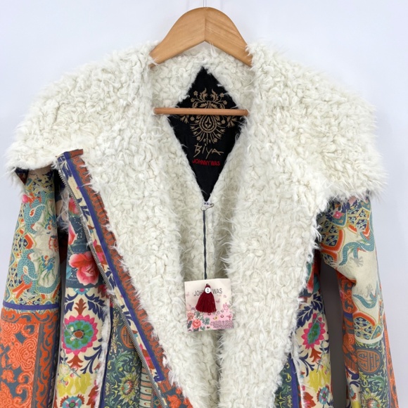 NWT Johnny Was Biya Multicolor Floral Drammen Suede Mid-Length Coat - Picture 3 of 14